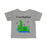 UGoArt Alligator I Love Naptime! Baby Child Infant Kid Newborn Toddler Fine Jersey Tee T-Shirt Boy Girl Unisex
