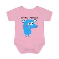 UGoArt™ Mouse Born to be Adorable Cute Baby Child Infant Kid Newborn Rib Short Sleeve Onesie Romper Bodysuit Jumpsuit Boy Girl Unisex